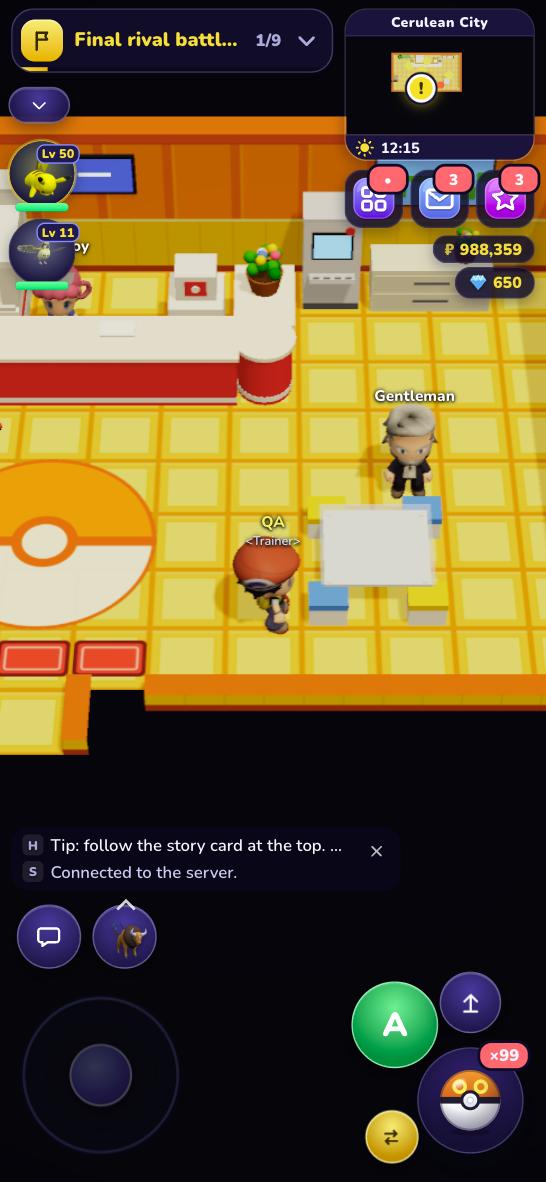Pokémon Center on a phone